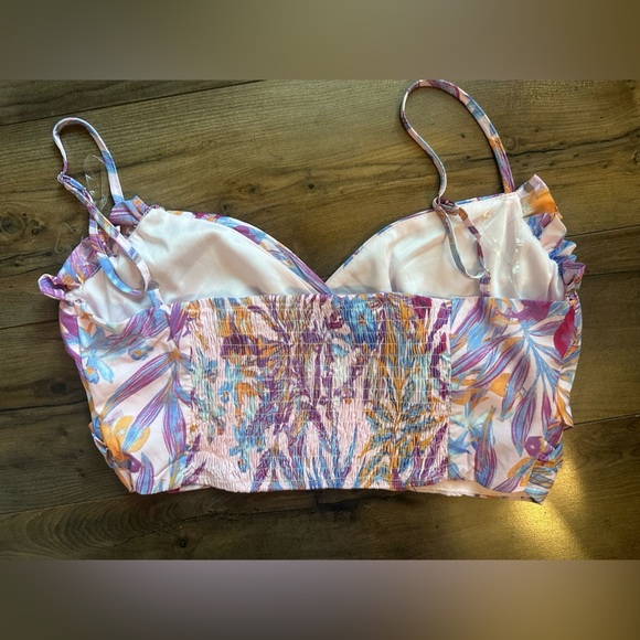 Chicways Floral Smocked Crop Top Women’s Size Large - Picture 5 of 5